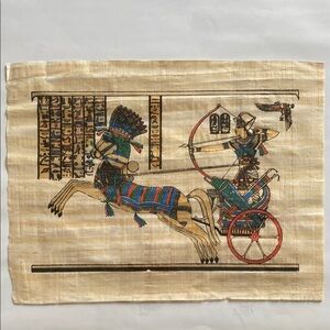 Ancient Egyptian Papyrus Wall Art with Chariot Design